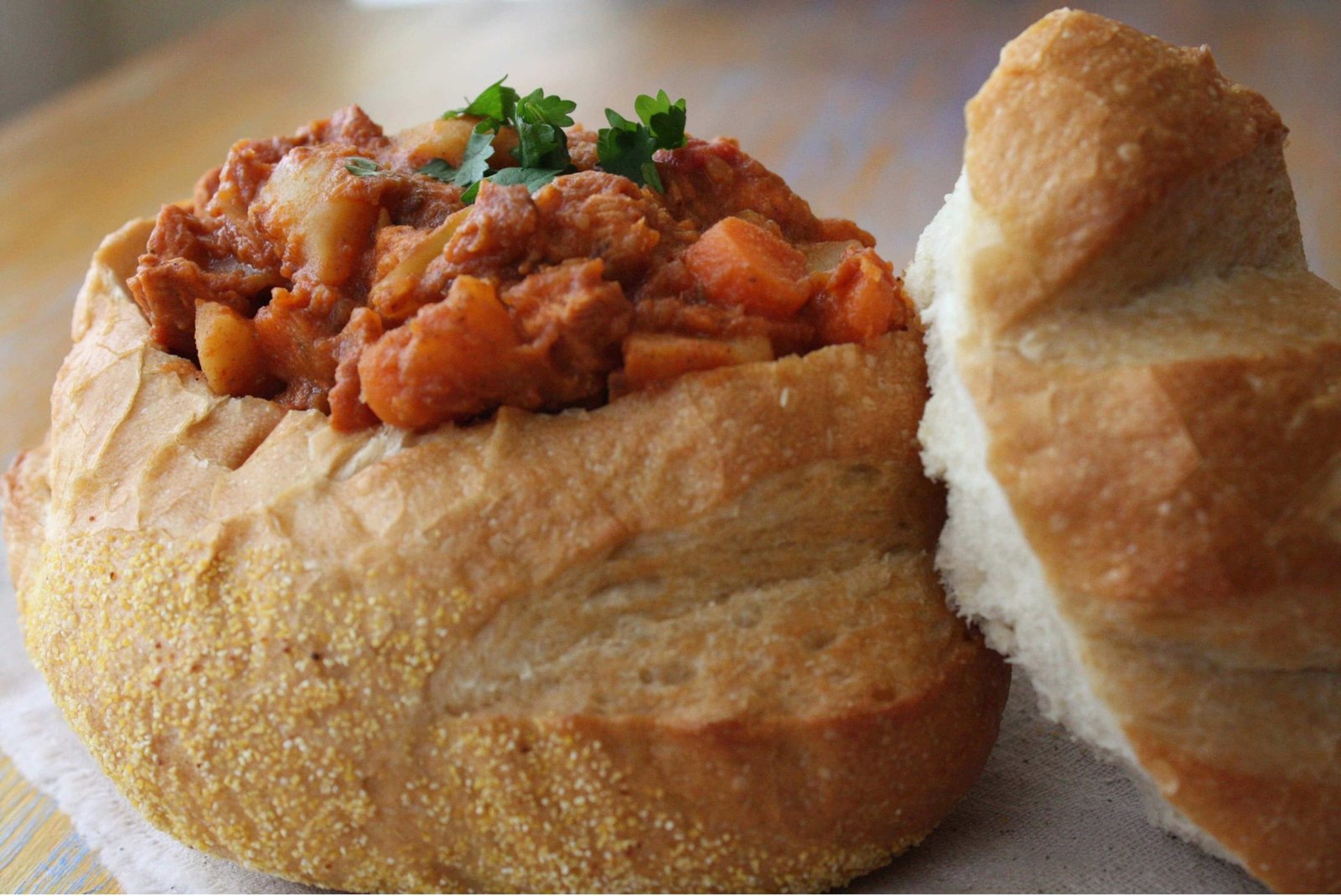Bunny Chow - chicken curry rolls